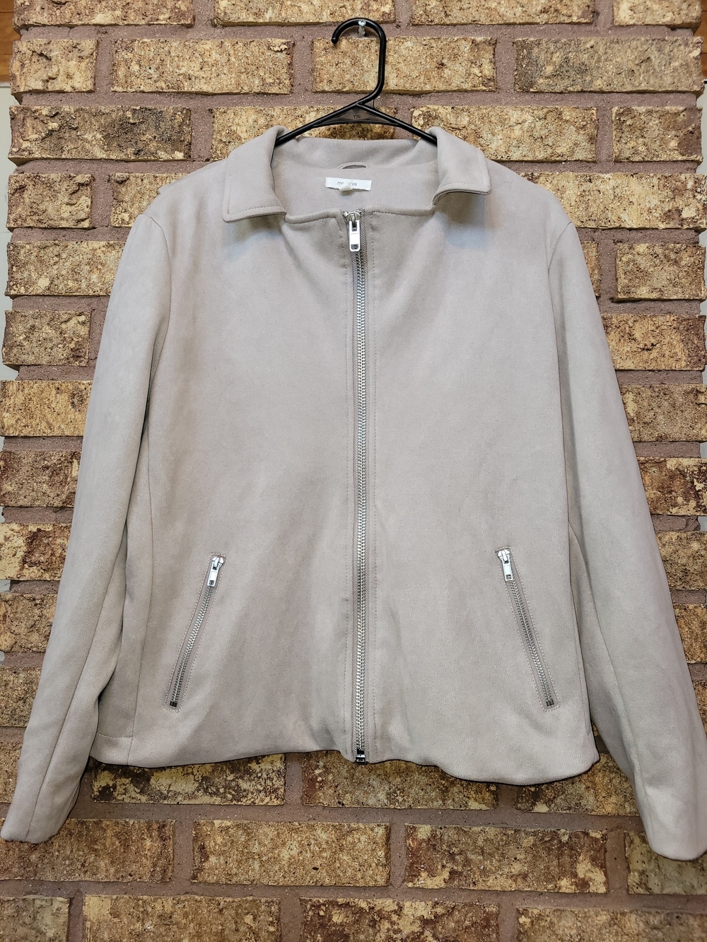 Maurices Jacket Light Taupe Suede-Feel Zip Size Large